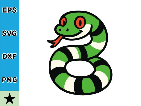 Cartoon Snake with Green and Black Strip