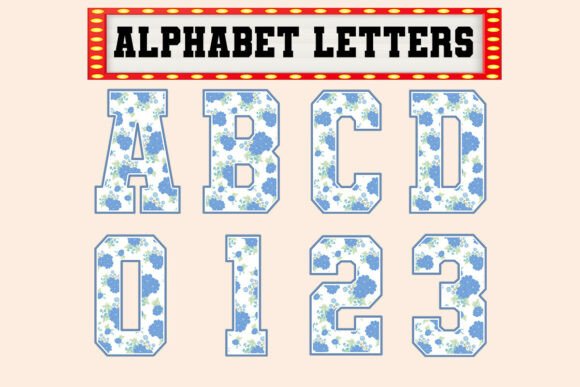 Coquette Blue Flora Alphabet Letters Png