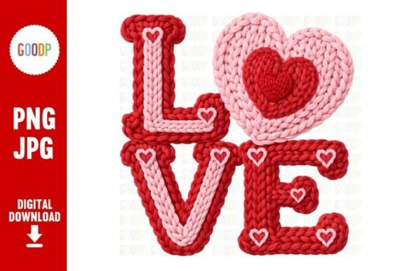 Crochet LOVE Heart Letters PNG