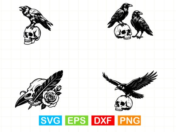 Crow on a Skull Svg