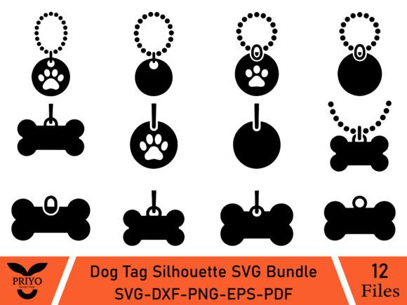 Dog Tag Silhouette SVG Bundle