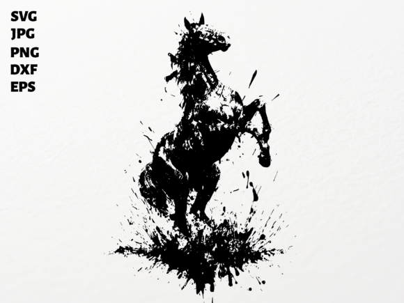 Dynamic Rearing Horse Splatter Art SVG