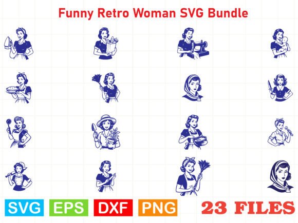 Funny Retro Woman SVG Bundle