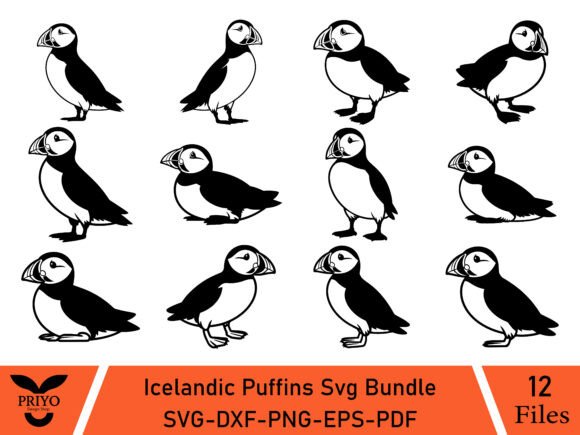 Icelandic Puffins Svg Bundle