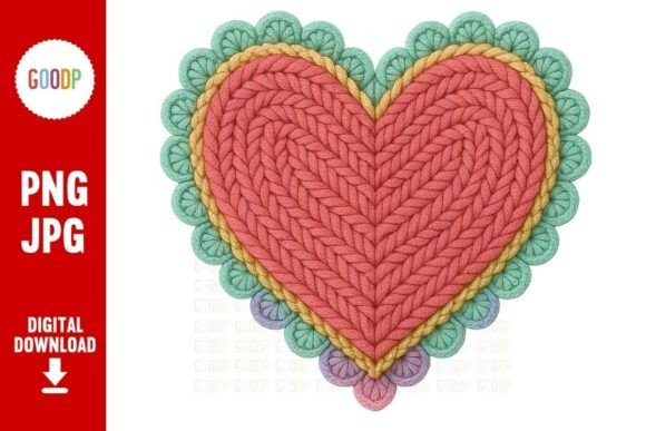 Lace Edged Crochet Heart PNG