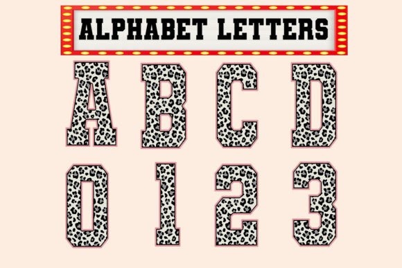 Leopard Black Alphabet Set for Shirt