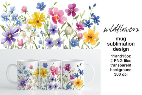 Mug Wrap, Sublimation Design Flowers
