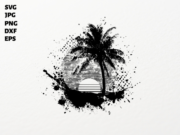 Palm Tree Sunset Grunge SVG for Cricut