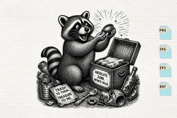 Raccoon Trash to Treasure Collector SVG