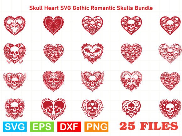 Skull Heart SVG Gothic Romantic Skulls