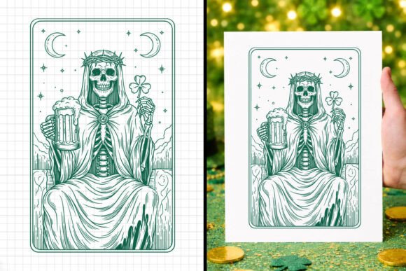 St Patricks Day Skeleton Beer Clover SVG