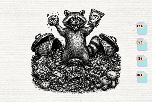 Trash Panda with Snacks and Treasure SVG