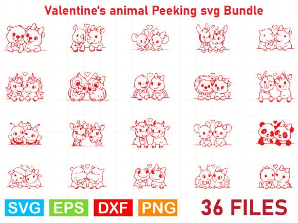 Valentine's Animal Peeking Svg Bundle