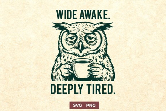 Wide Awake Deeply Tired SVG, Funny Owl
